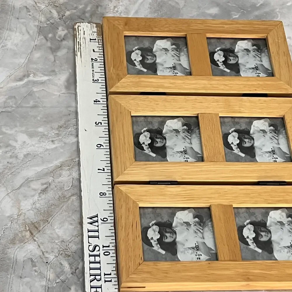 Three Panel Screen Wood Collage Photo Picture Frame Multi Picture 2x2.5